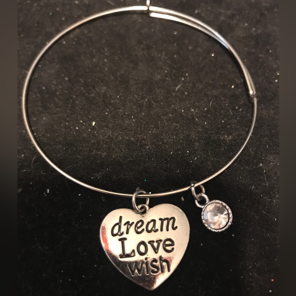 Silvertone dream love wish charm bracelet